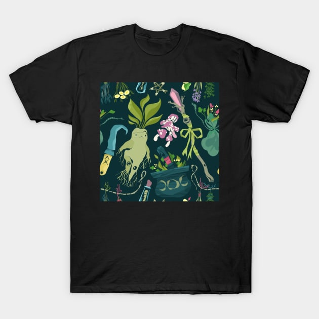 Green Witchcraft T-Shirt by fabiomancini